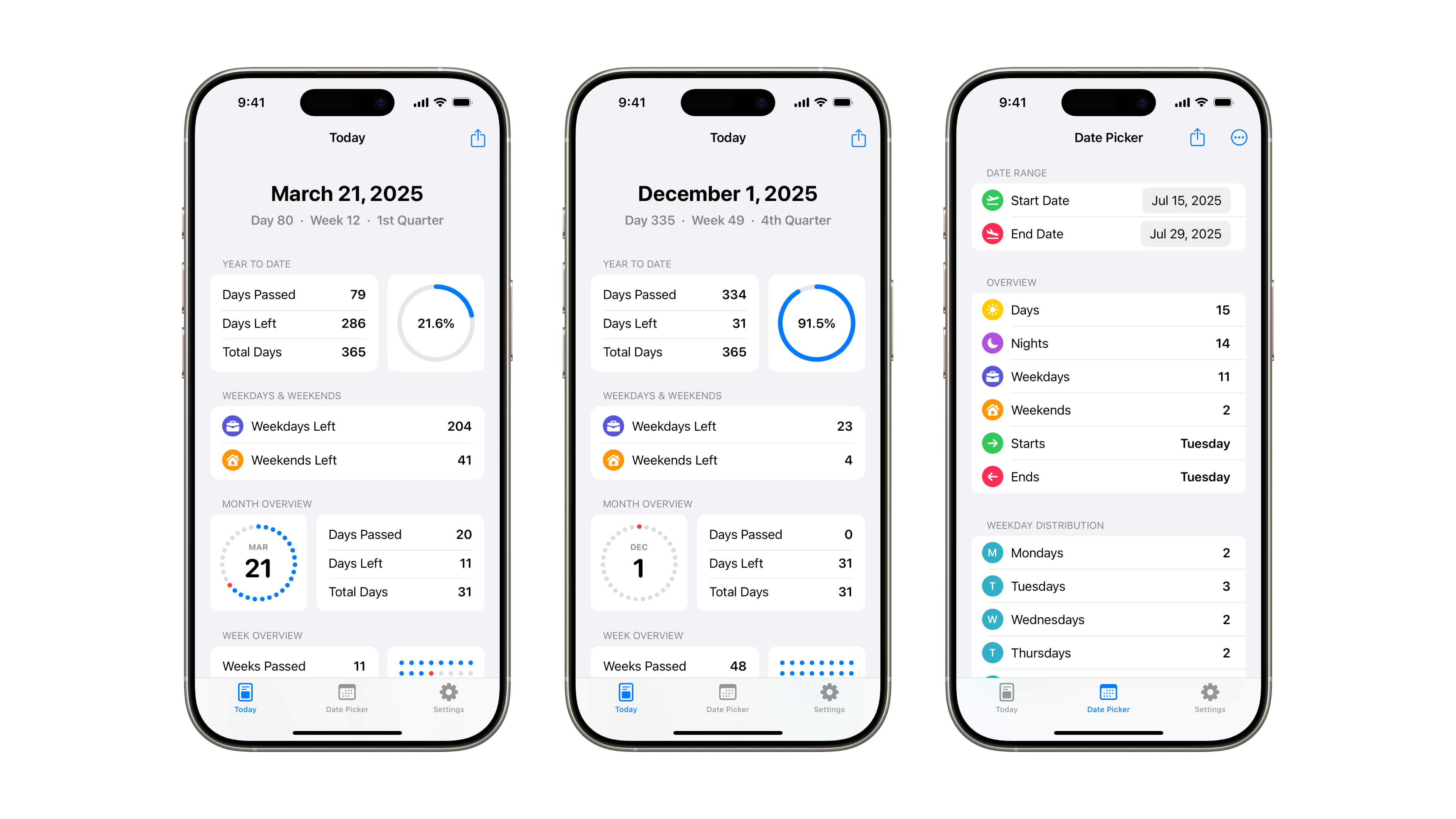 Calmetric app screenshots