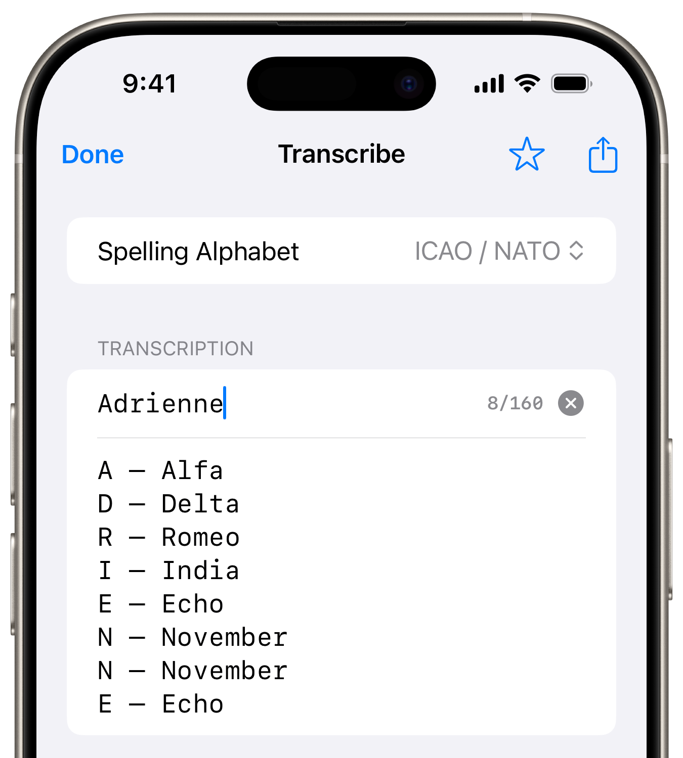 iPhone, top part of screen showing the Codifier app